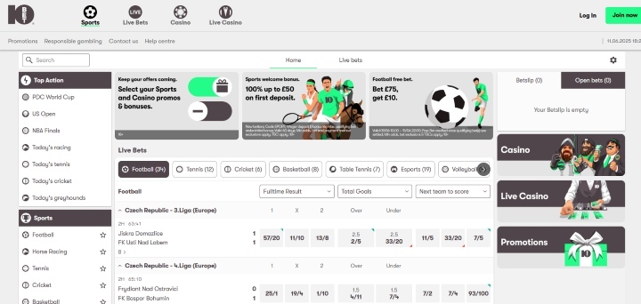 10Bet Home Page