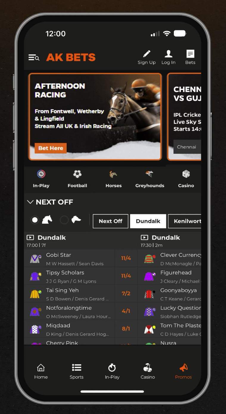 AK Bets Mobile App Layout