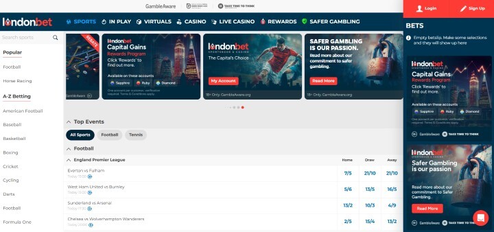 LondonBet Sports Page
