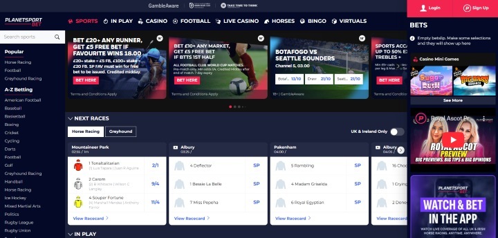 PlanetSportBet Home Page