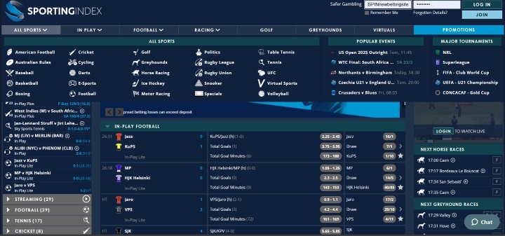 Sporting Index Home Page